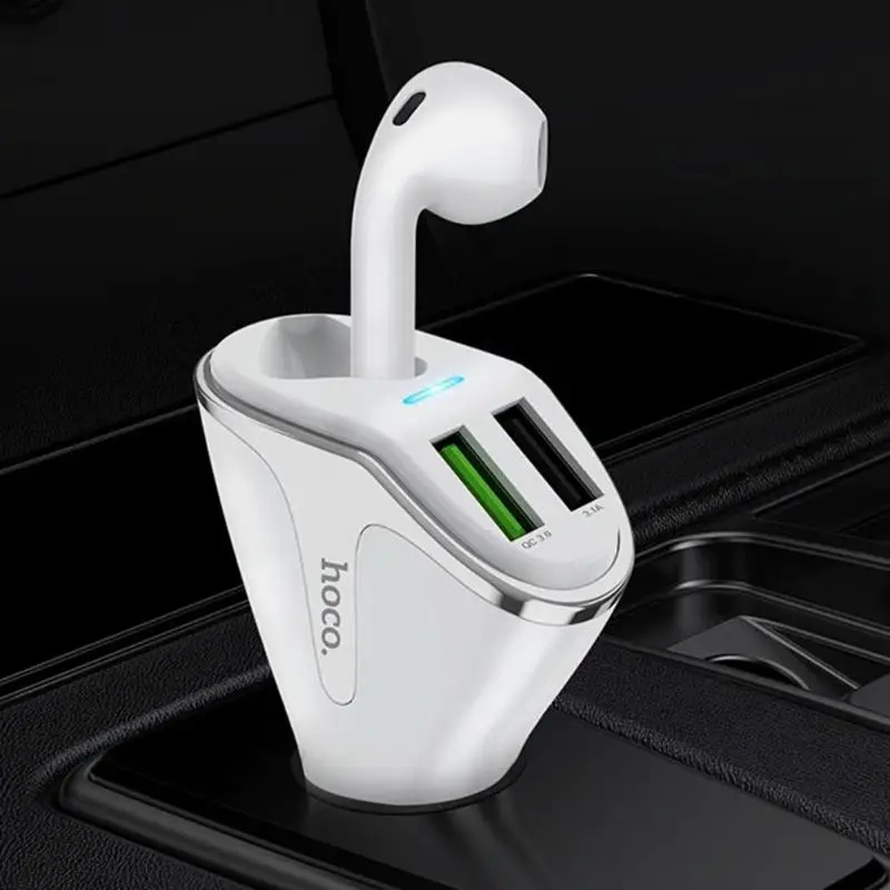 Hoco E47 2 в 1 двойной USB порт автомобильное зарядное устройство беспроводное Bluetooth наушники с микрофоном Поддержка прямой доставки