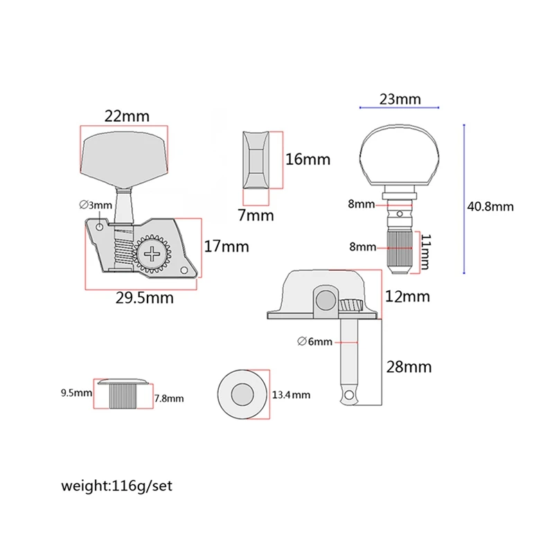 Полузакрытый головной тюнер для настройки кнопки Peg + втулка машины Banjo (упаковка
