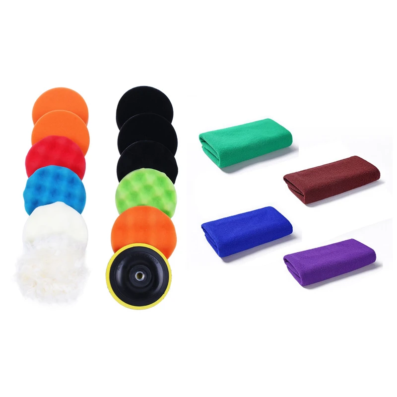 

Набор для полировки и полировки автомобиля, восковой набор 12X + адаптер для дрели M10 с 4-мя салфетками из микрофибры для чистки и сушки полотен...