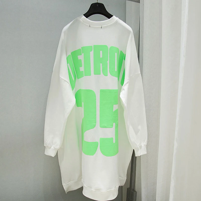 

2021 Women's Spring Clothing New Hoodie Women's Loose Fashionable Letter Printed Midi Dress Oversize Top