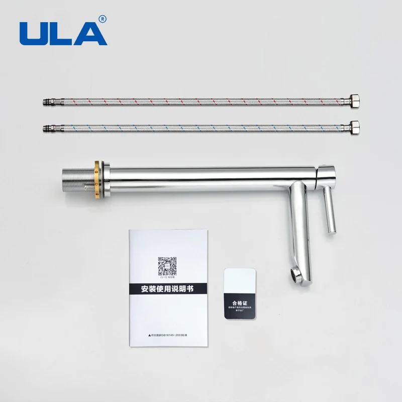 

ULA Black Chrome Tall Basin Sink Faucet Slim Bathroom Washbasin Water Mixer Tap Hot Cold Water Mixer Crane Tap Bathroom Tap
