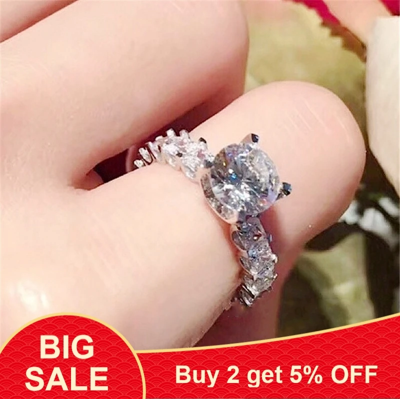 Ослепительное кольцо, 925 пробы, серебряное, круглое, 3ct, AAAAA, кубический цирконий, обручальное кольцо, кольца для женщин, свадебная мода, ювелирное изделие