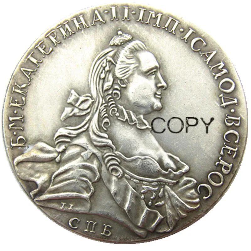 

1762 Серебро России 1 рубль/рубль Монета ВФ Екатерина II KM-C672. Копии посеребренных монет