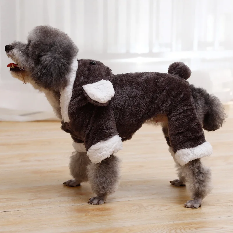 Утолщенная теплая плюшевая одежда для домашних животных собак кошек худи