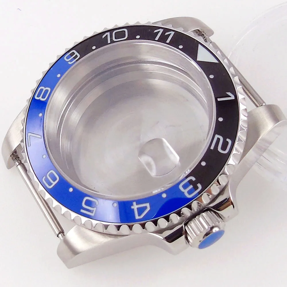 

10ATM Waterproof 40mm Steel Silver Watch Case fit NH35A NH36A BLACK BLUE Ceramic Insert 120 Clicks