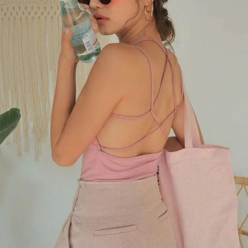 Сексуальные майки с открытой спиной Женский бандажный укороченный топ Топ