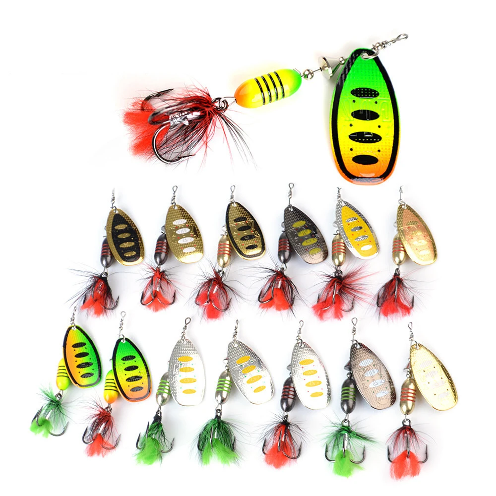 

1Pcs Artificial Spinning Bait Hard Spoon Bass bait Metal Fishing Bait With Feather Tweeter Hook For Parker Fishing Lure