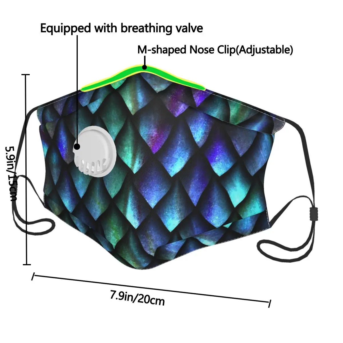 

Dragon Scales Mask with Breathing Hole and Filter Reusable Dustproof Mask Windproof