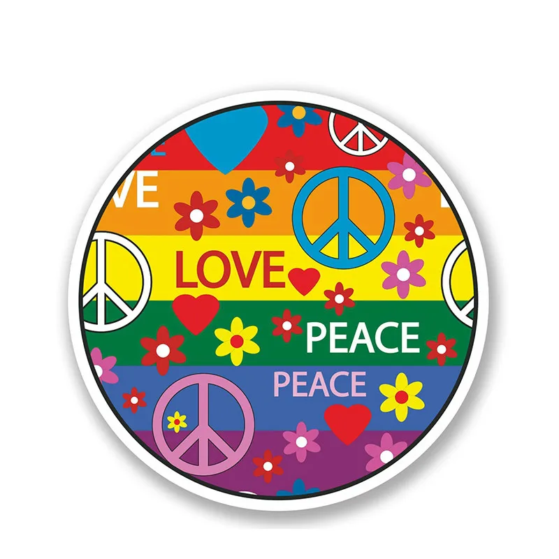 

Peace Symbol Sticker Car Hippy Laptop Decal Camper Flower Graffiti Helmet Bumper Car Styling Decal Vinyl Cover Waterproof PVC