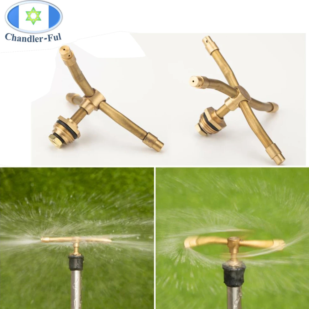 

3/4 Arm Copper Rotary Sprinkler Automatic Garden Lawn Water Sprinklers Yard Watering Irrigation Tool for Home Garden