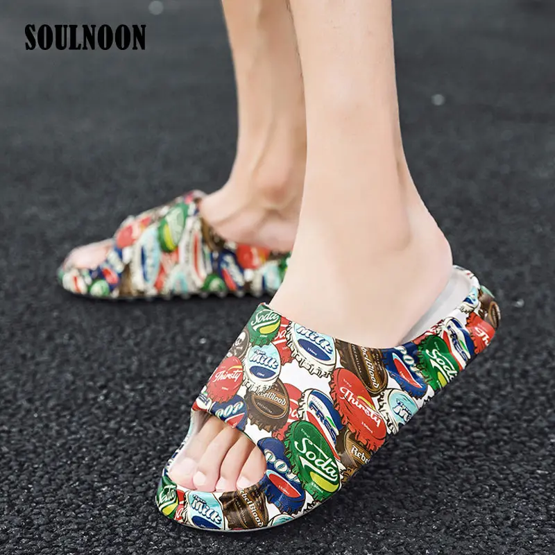 

2021 New Men's Slippers Home Shoes Summer Fashion Cartoon Light Sandals Man Beach Slides Non-Slip Indoor Bathroom Flip Flops