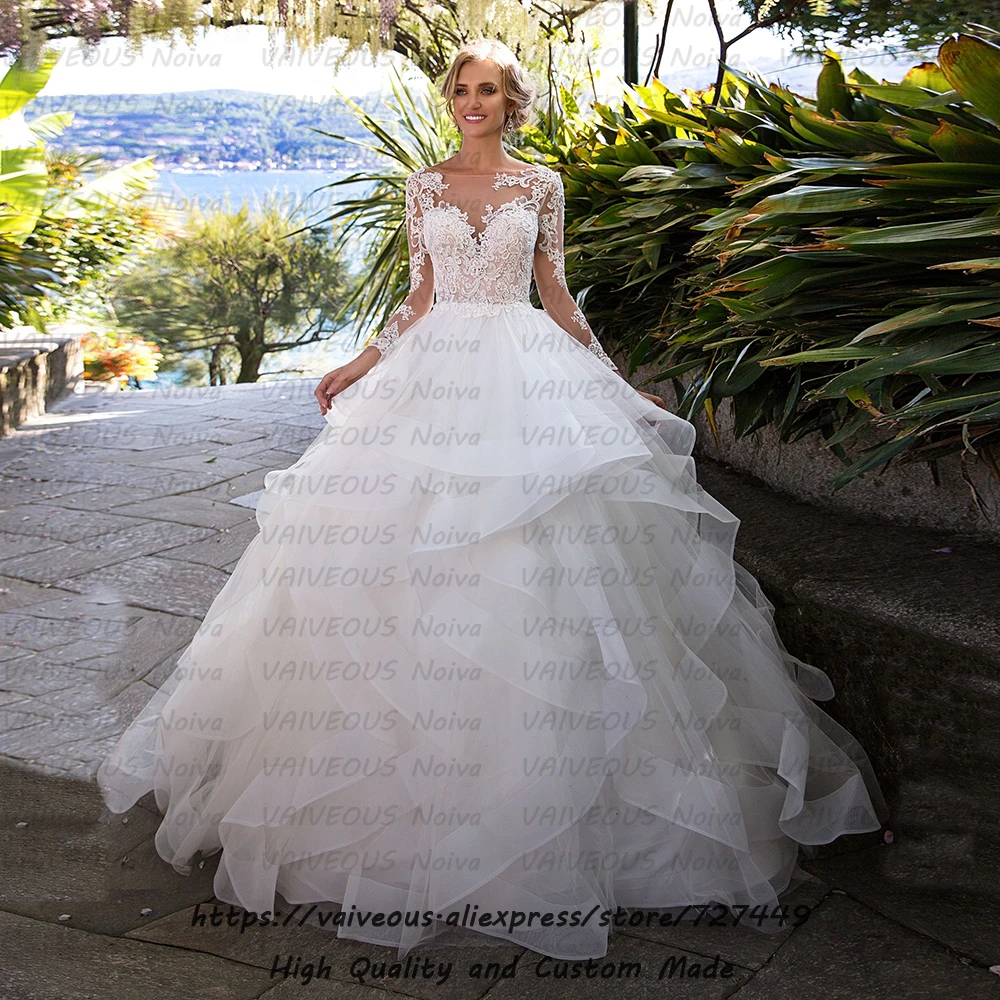 Vestidos de Novia весна 2020 сказочное свадебное платье с оборками сексуальное кружевное