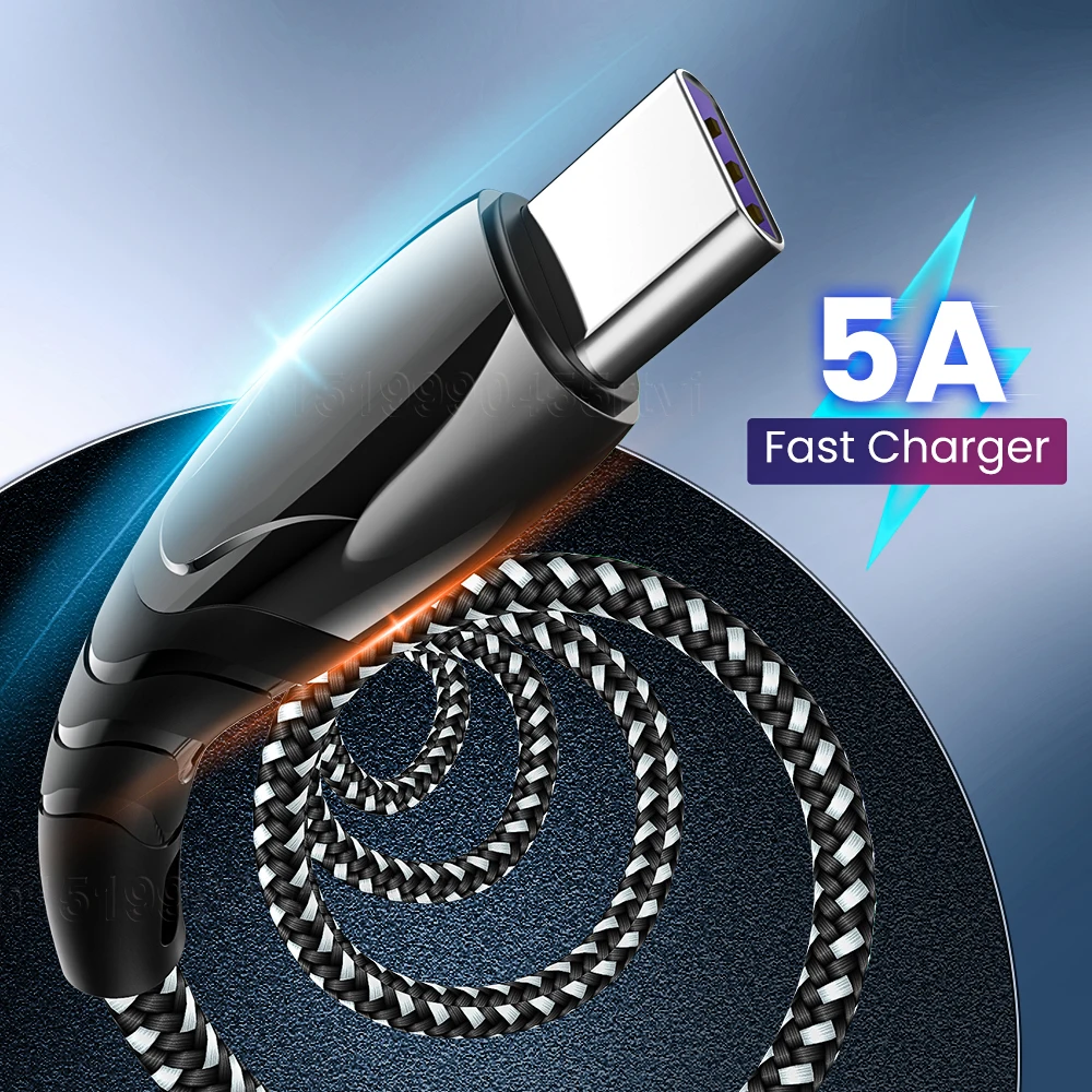 

5A USB Type C Charger Cable For Redmi note 8 Samsung Quick Charger USB Micro Fast Charging Data Cable USB Type-C Wire For Huawei