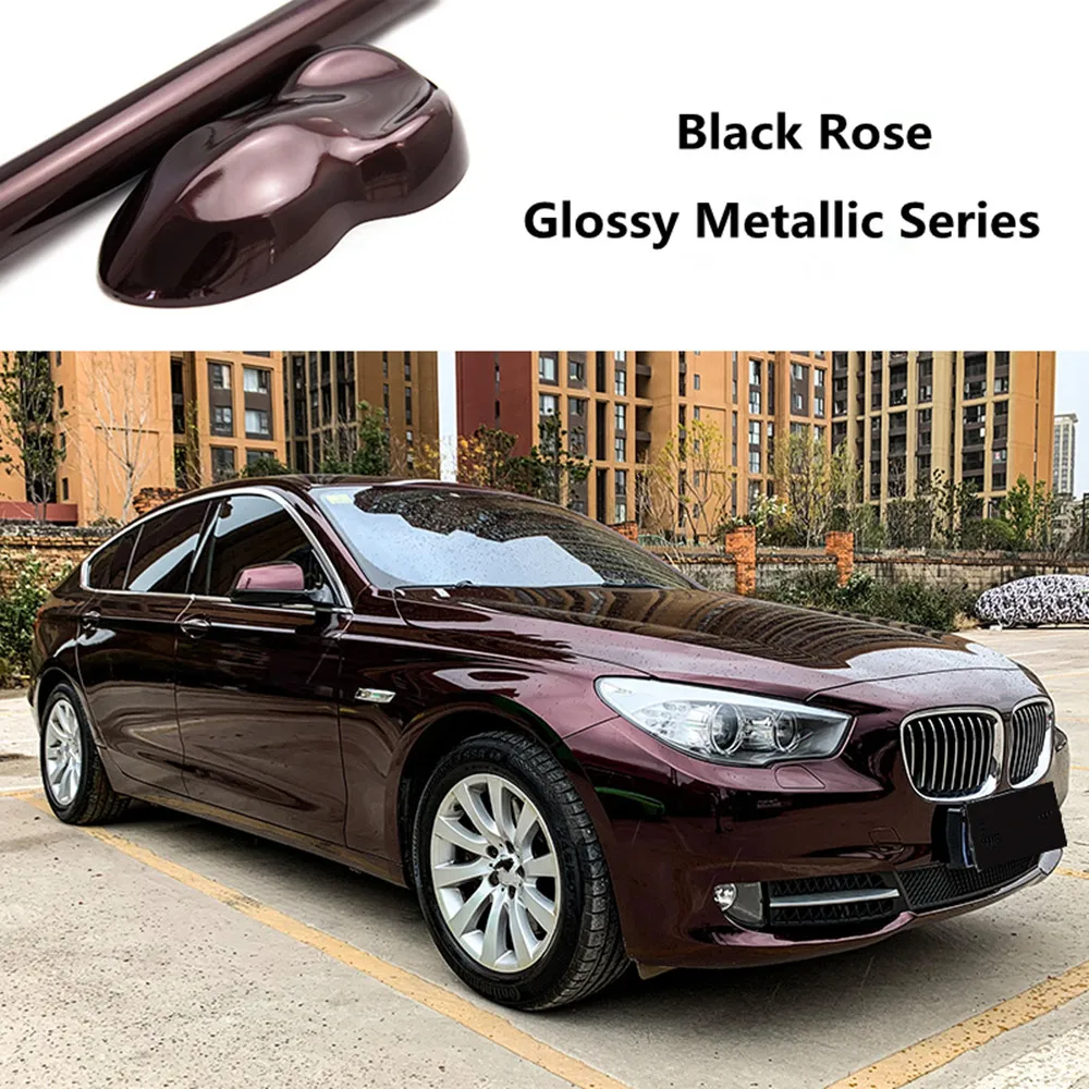 

Sunice Black Rose Color Wrap Vinyl Metallic Glossy Car Body Wrapping Decorative Vinyl Film Car Styling Accesorie Air Bubble Free