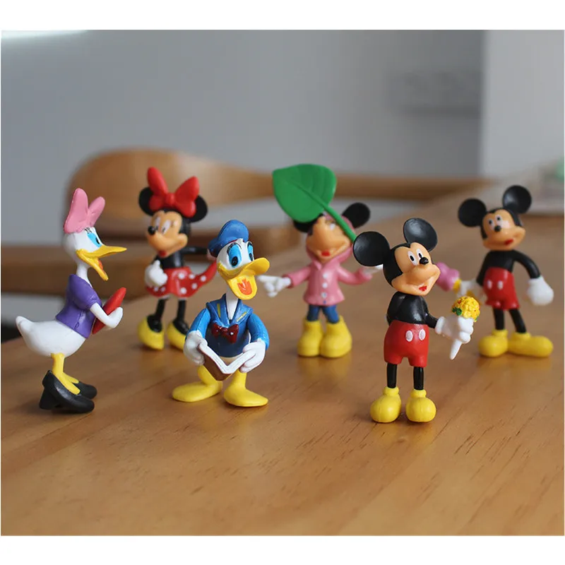 Disney 6pcs 8cm Mickey Minnie Mouse Donald Duck Pluto Goofy Pvc Action Figure Model Doll Toys Cake Decoration Baby Toy Gift | Игрушки и
