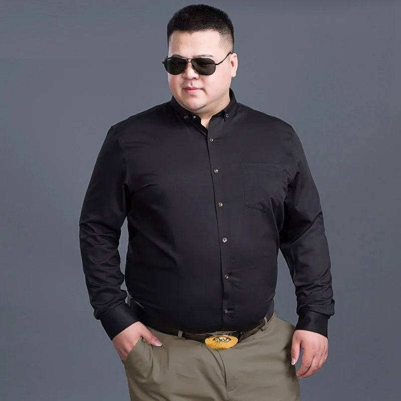 spring summer men dress shirt long sleeve large size 10XL 12XL 14XL 165kg oversize formal office loose shirts Business Tops | Мужская
