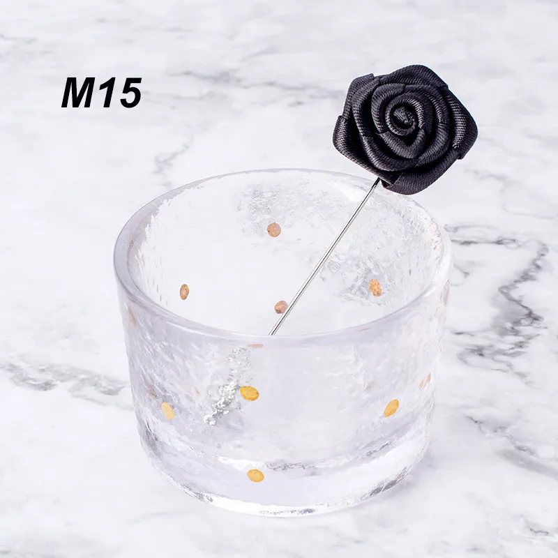 M15 Новое поступление мини брошь "Роза" мода сплошной цвет цветок корсаж для мужчин и женщин костюм платье свадебное украшение - Окраска металла: M15