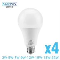 4pcs led bulb e27 3w 5w 7w 9w 12w 15w 18 22w high brightness led lamp 220v lampada led for living room bedroom indoor lighting