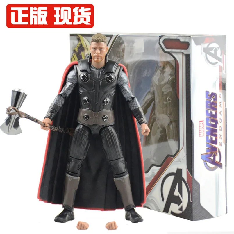 Thor with Box 18 см Железный Человек-паук, Железный человек, Тор, фигурка, Капитан Америка, зимний солдат, человек-муравей, сокол, война бесконечности, фигурка, модель игрушки - Цвет: Thor with Box