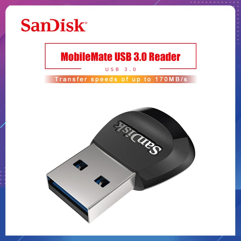 SanDisk устройство для чтения карт памяти USB 3 0 скорость 170 Мб/с Micro SDHC и SDXC с разъемом