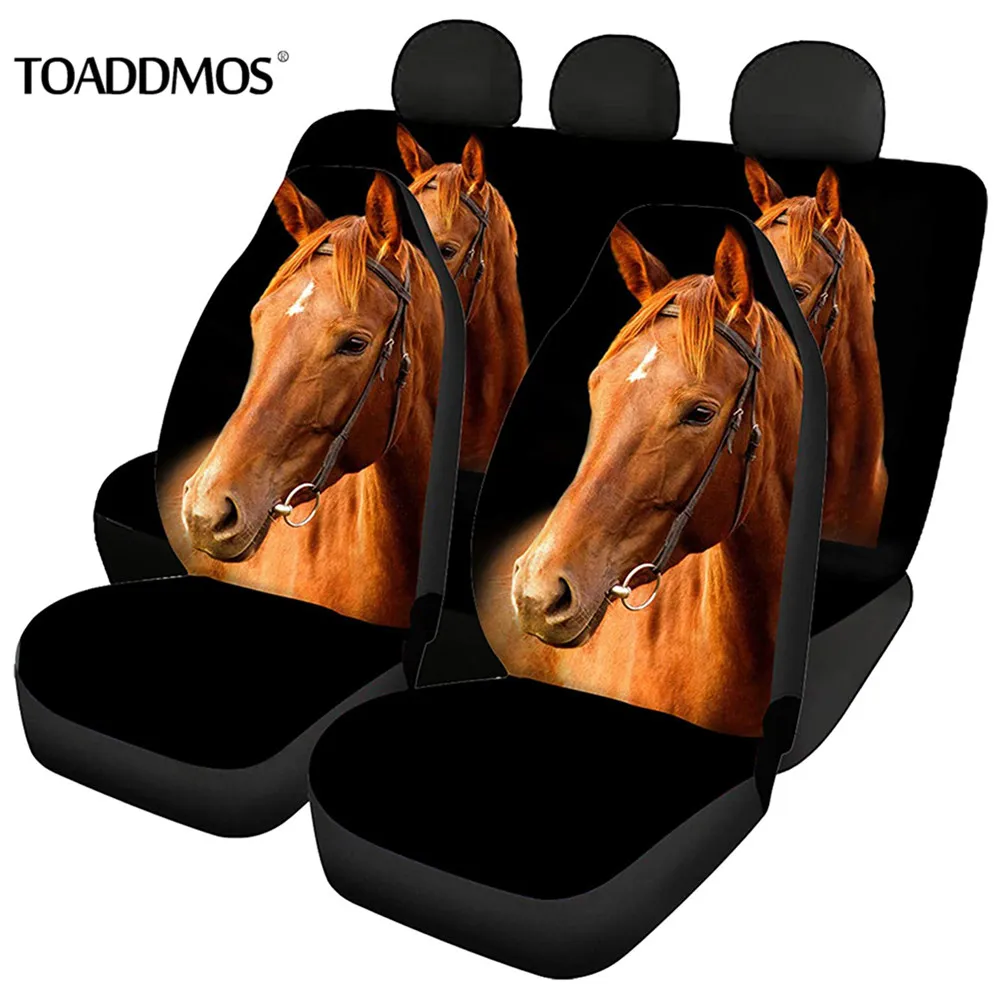 

TOADDMOS 3D Crazy Horse принт черный чехлы на сиденья набор из 4 передних и задних сидений автомобиля эластичные удалить стрейч сиденье протектор