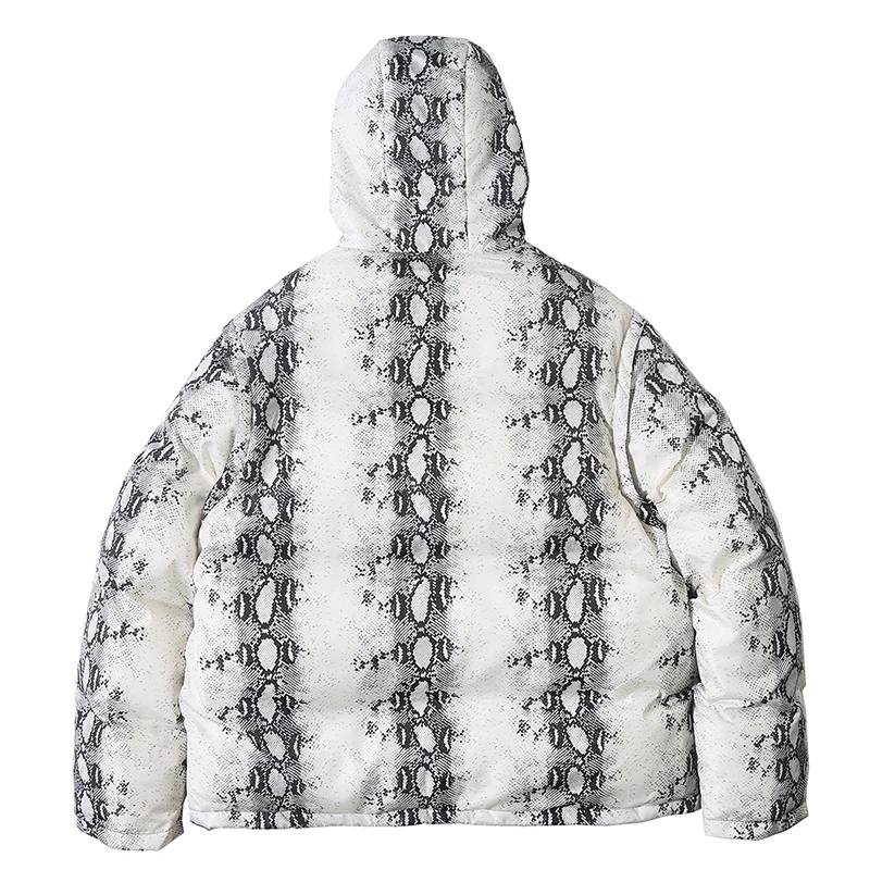 Мужская зимняя парка с капюшоном и принтом змеиной кожи | одежда