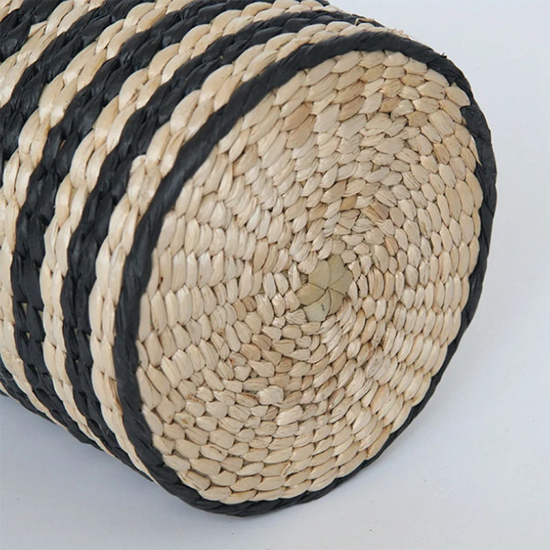 

Handmade Straw Storage Basket Straw Patchwork Handmade Laundry Garden Flower Kitchen Storage Basket
