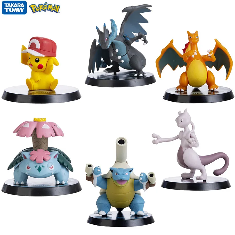 

6Pcs/Set Pokemon Anime Figure Pikachu Charizard Mewtwo Blastoise Venusaur Dracaufeu Action Model Christmas Collection Toy Gifts