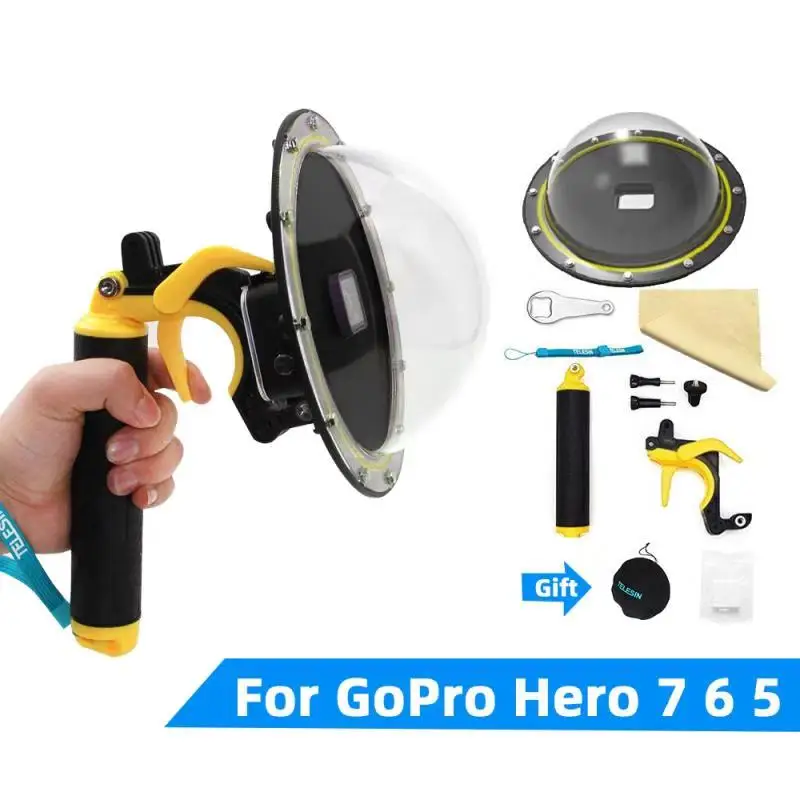 gopro hero 5 6 7 Аксессуары для камеры Go Pro купол Порты и разъёмы крышки бленда объектива для GoPro Hero 7/6/5/4/3/3+/Водонепроницаемый чехол Корпус Триггер Захват купол аксессуары для фотосъемки - Цвет: gopro hero 5 6 7