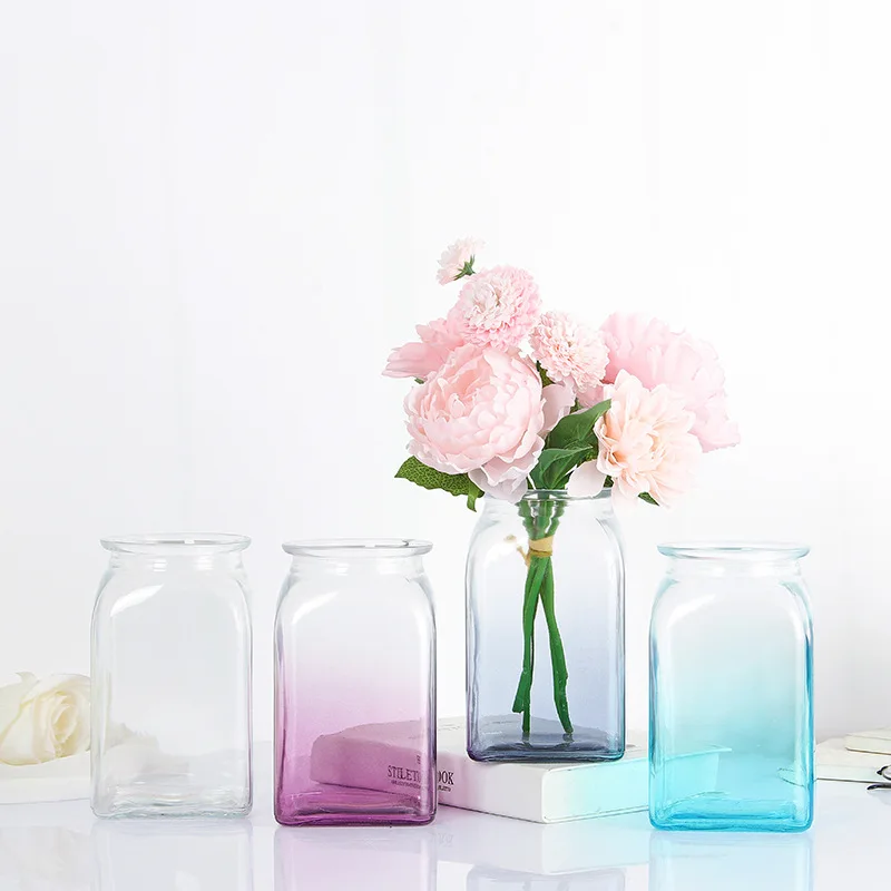 Скандинавские Искусственные цветы стеклянная ваза креативный градиент