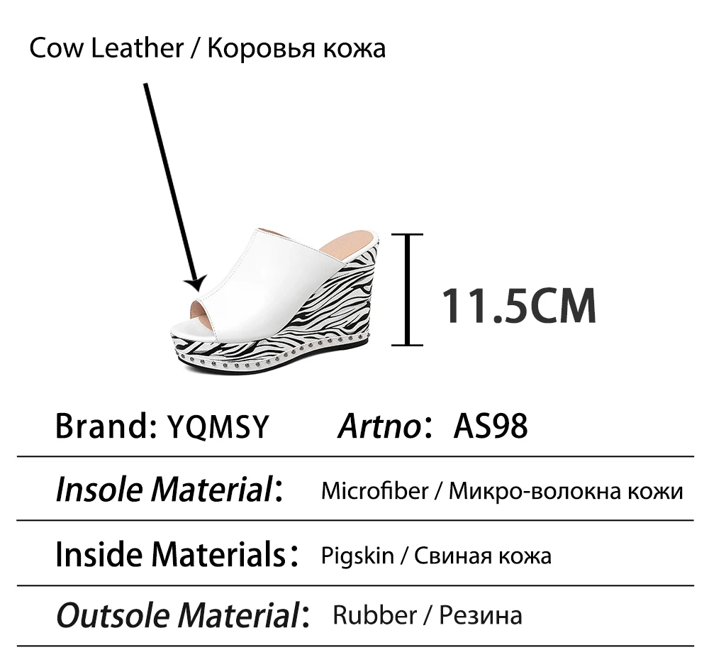 

YQMSY Fashion Women's Slippers Genuine Leather Handmade Wedges Thick Bottom Summer Slippers Outside Casual Graffiti Shoes AS98