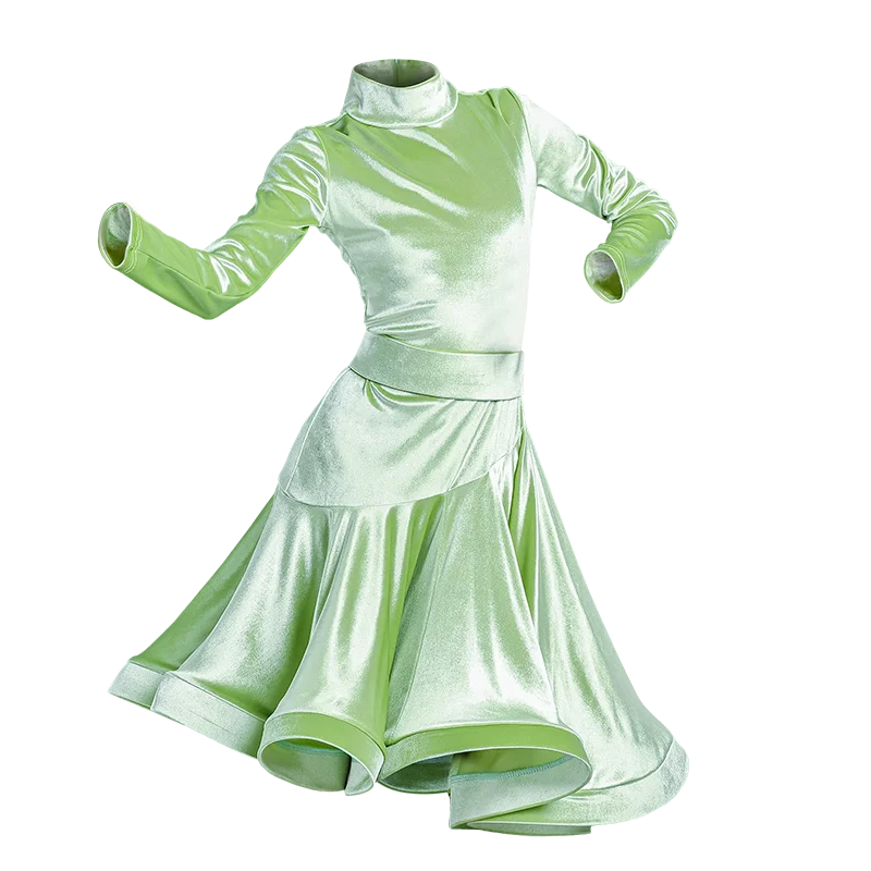 Платье женское для латиноамериканских танцев бархатное платье с длинным рукавом