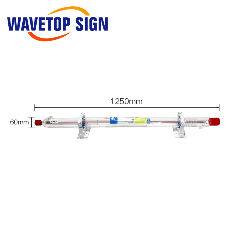 WaveTopSign WT H2 80 Вт Co2 лазерная трубка длиной 1250 мм диаметр. 60 стеклянная труба для CO2