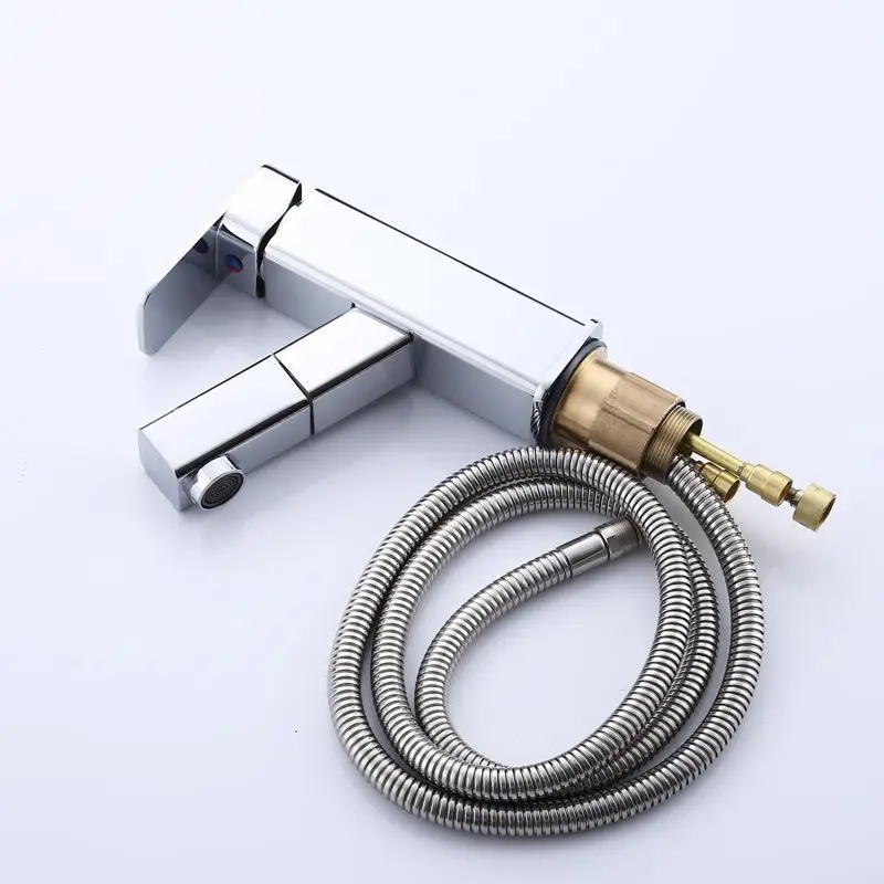 Смеситель для ванной и кухни выдвижной кран раковины с одной ручкой крепление на