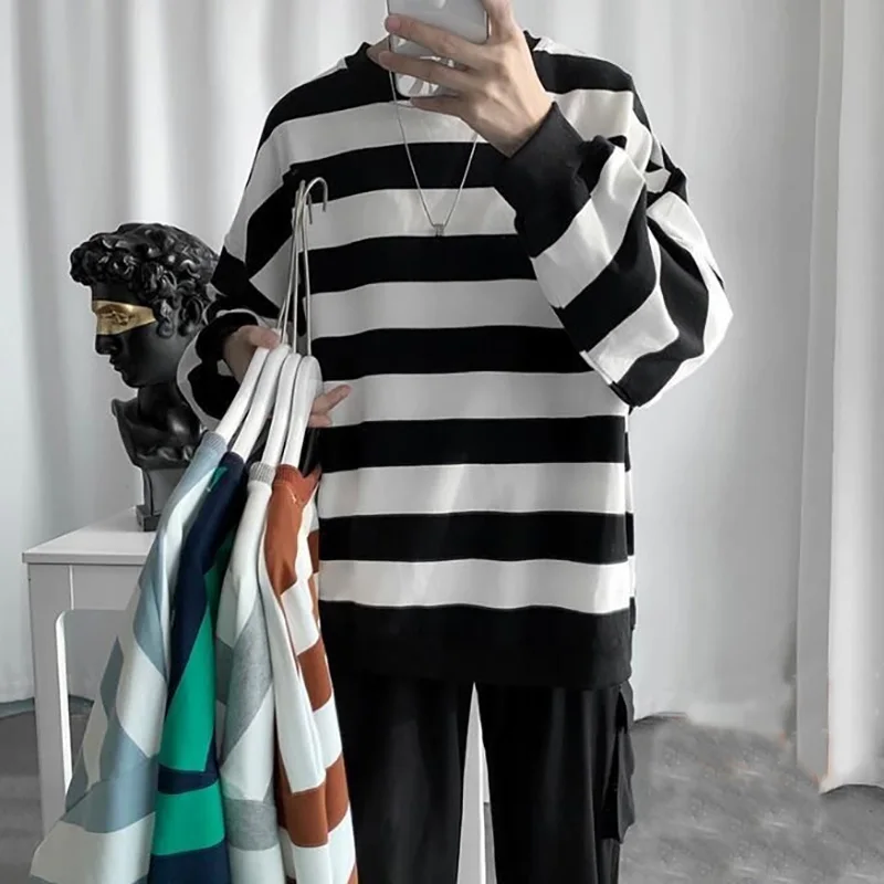 Высококачественная Мужская Повседневная футболка с длинным рукавом О образным