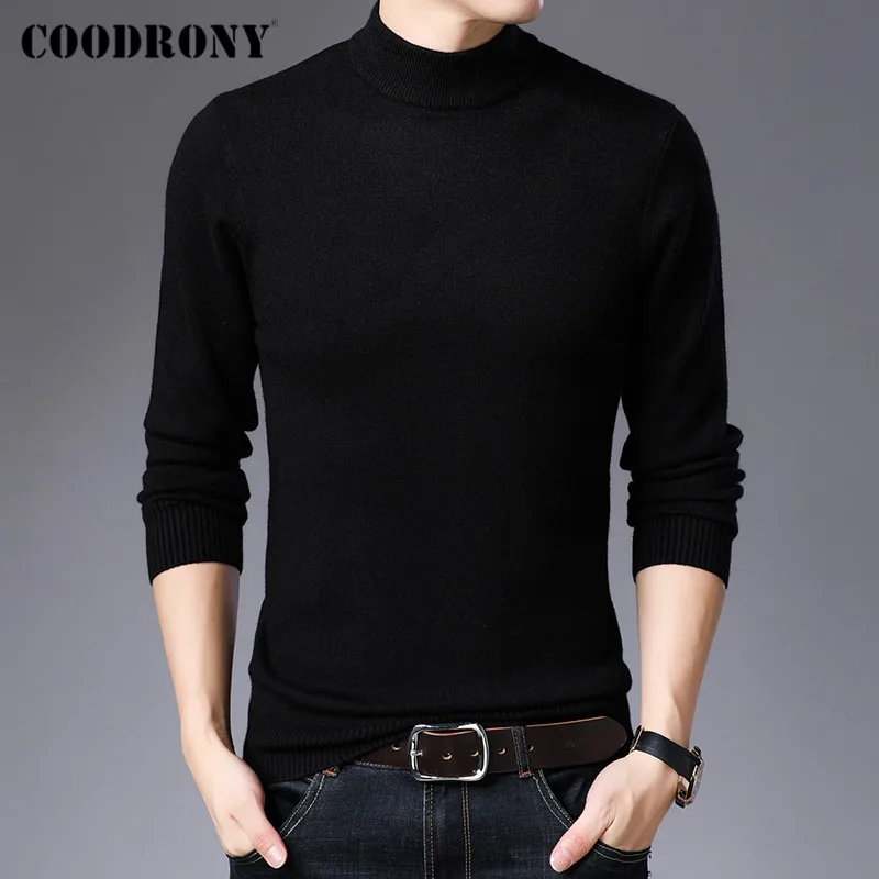 coodrony men clothing autumn winter new arrivals pure color casual soft knitted thick warm turtleneck sweater pullover men c2001 free global shipping