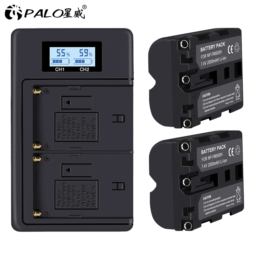 PALO NP-FM500H FM500H 500H батарея 2000mah 7,4 v литий-ионный аккумулятор np-fm500h np Камера аккумуляторная батарея для зарядки Ноута и сотового телефона sony a200 a200w a500 a450 a550 a700