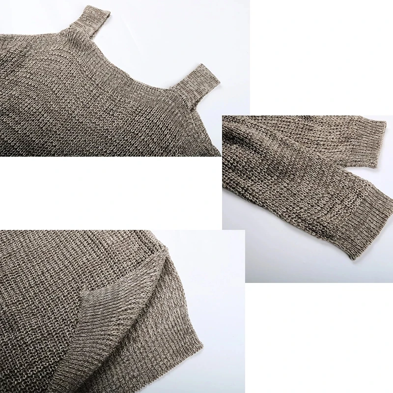 

Women's Autumn Loose Thin Sweaters Off Shoulder Khaki Pullovers New Fashion Clothes Female Tops Fall Spring Jumpers