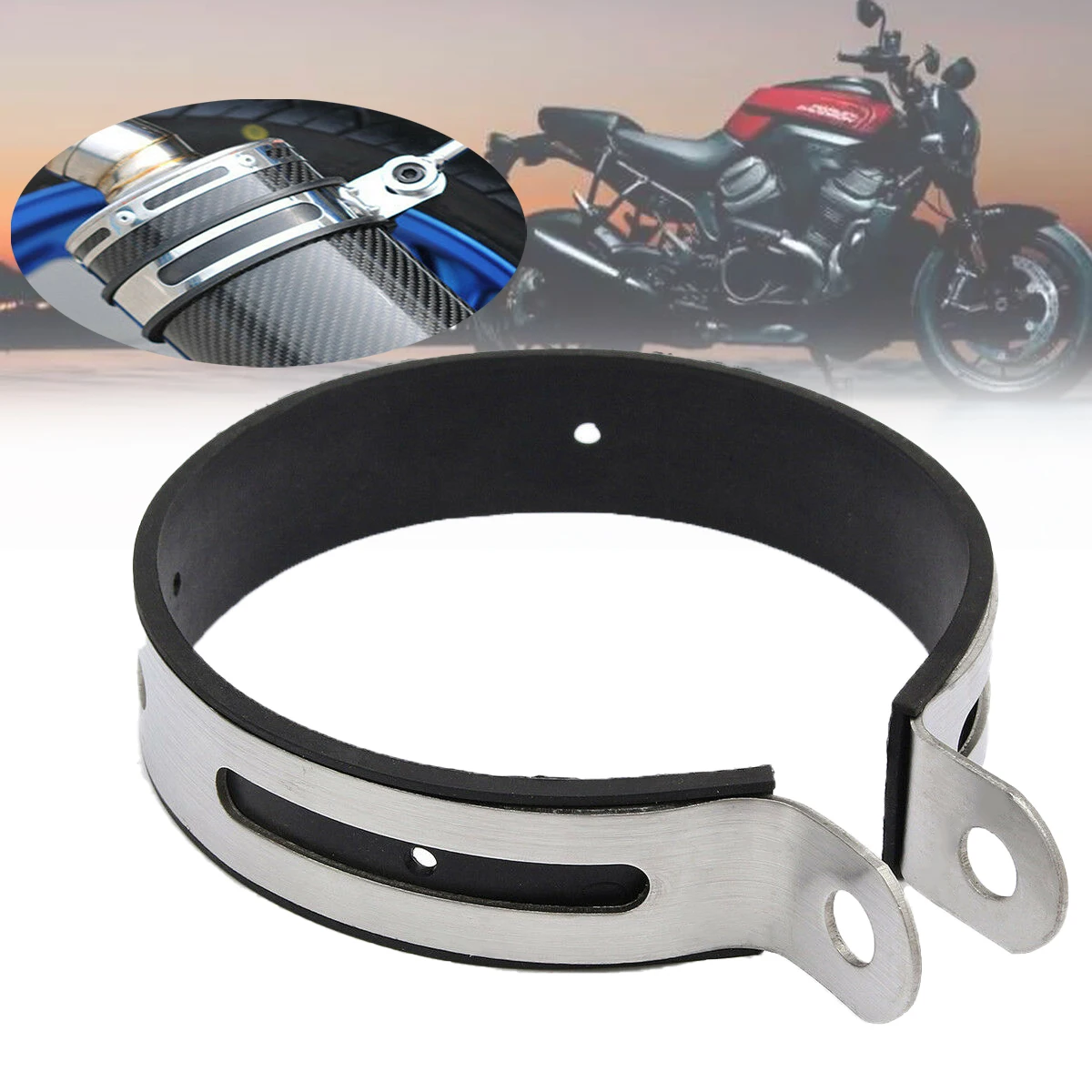 

Motorcycle Exhaust Pipe Muffler Holder Clamp Fixed Ring Support Bracket Stainless Steel part Exhaust Muffler Bracket Systems