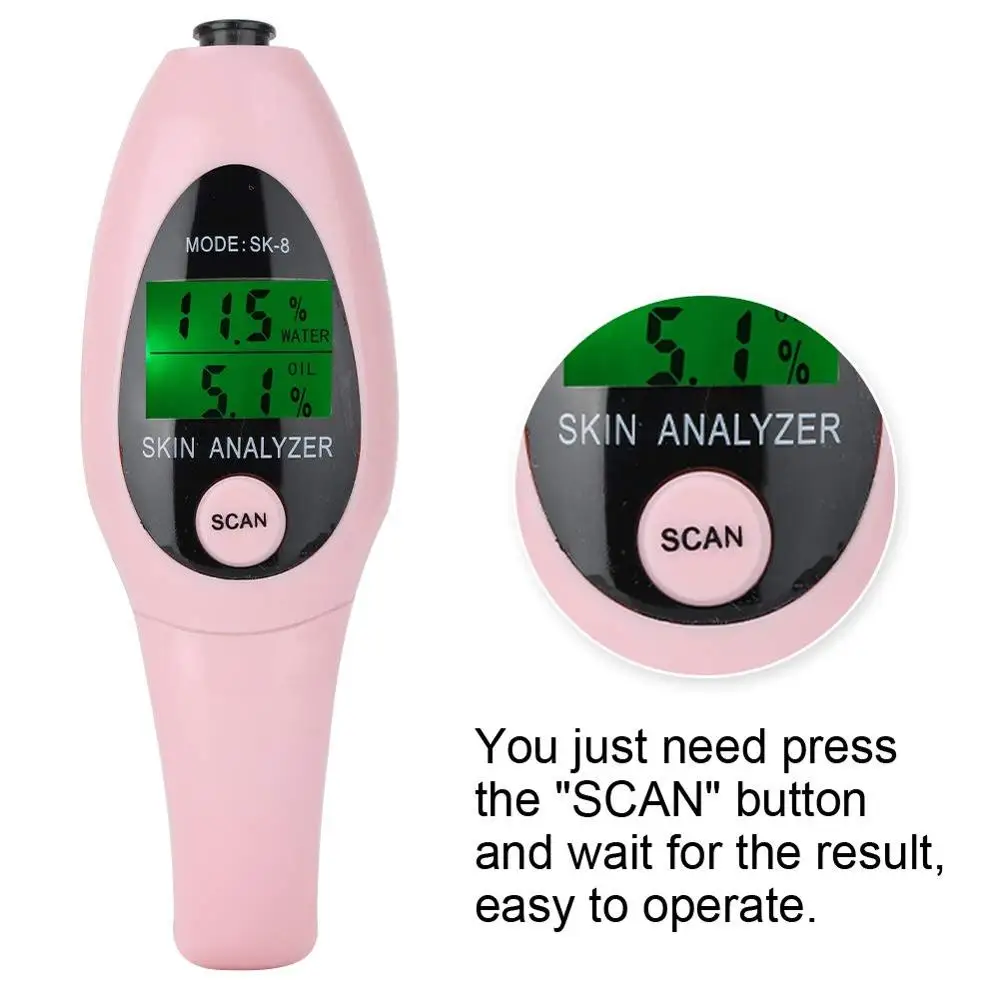 Профессиональный цифровой ЖК-дисплей тестер для кожи с содержанием влаги и масла