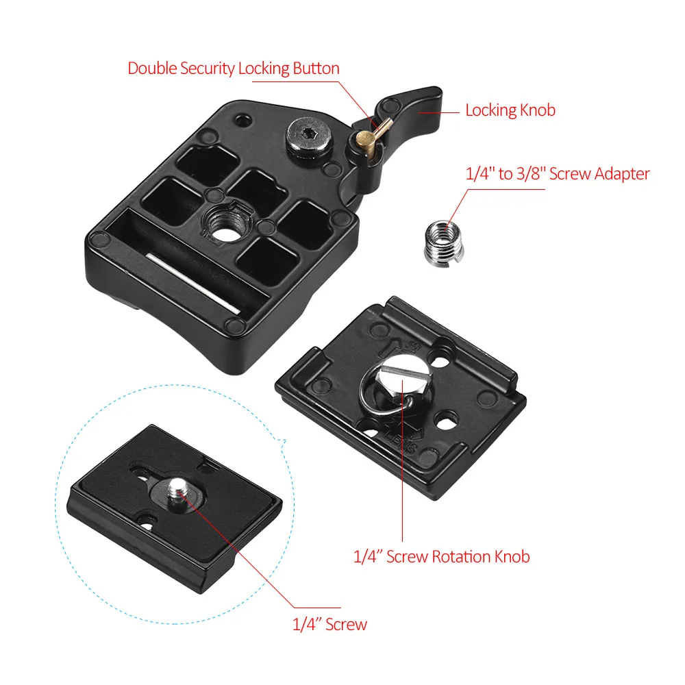 Быстросъемная пластина зажим адаптер с QR пластиной 1/4 дюйма Винт и 3/8 отверстие