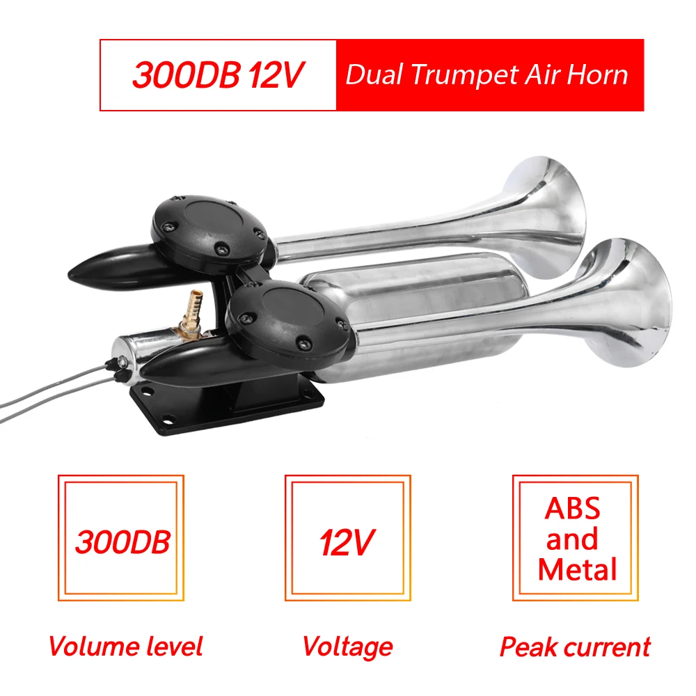 KKMOON двойной трубы воздушный рожок 12V 24V 300DB универсальный грузовик рожки комплект