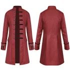 Красная мужская куртка в средневековом стиле ретро, пальто, костюм для косплея в стиле стимпанк, Нарядное вечернее платье, униформа