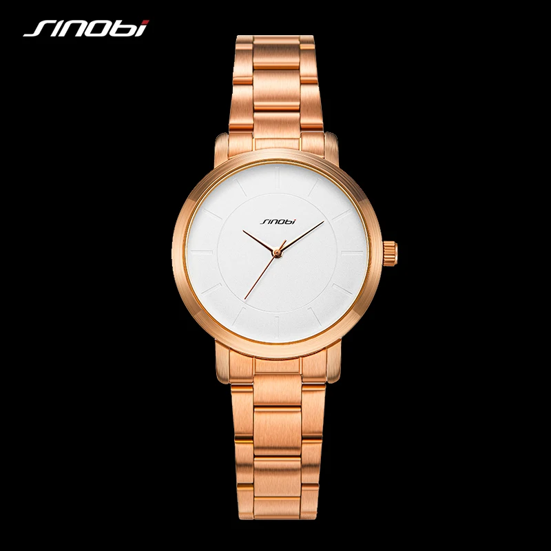 Golden Women Fashion Watches Sinobi Original Design Woman's Quartz WristWatch Couple Clock Steel Geneva Relogio 2020 Gift Watch |