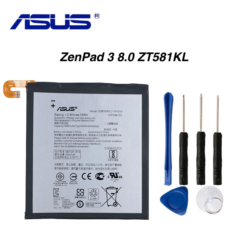 Оригинальный аккумулятор ASUS C11P1514 для ZenPad 3 8 0 дюйма ZT581KL 4545/4680 мАч|Аккумуляторы