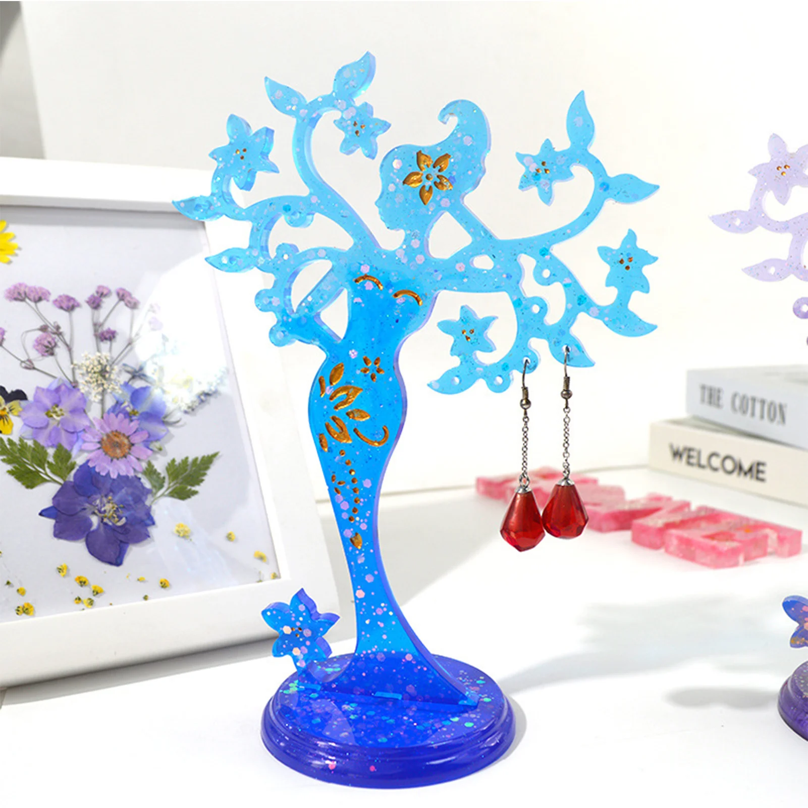 

DIY Craft Jewelry Display Shelf Mold Pendant Earring Necklace Show Stand Rack Resina Silicone Mold For Epoxy Resin