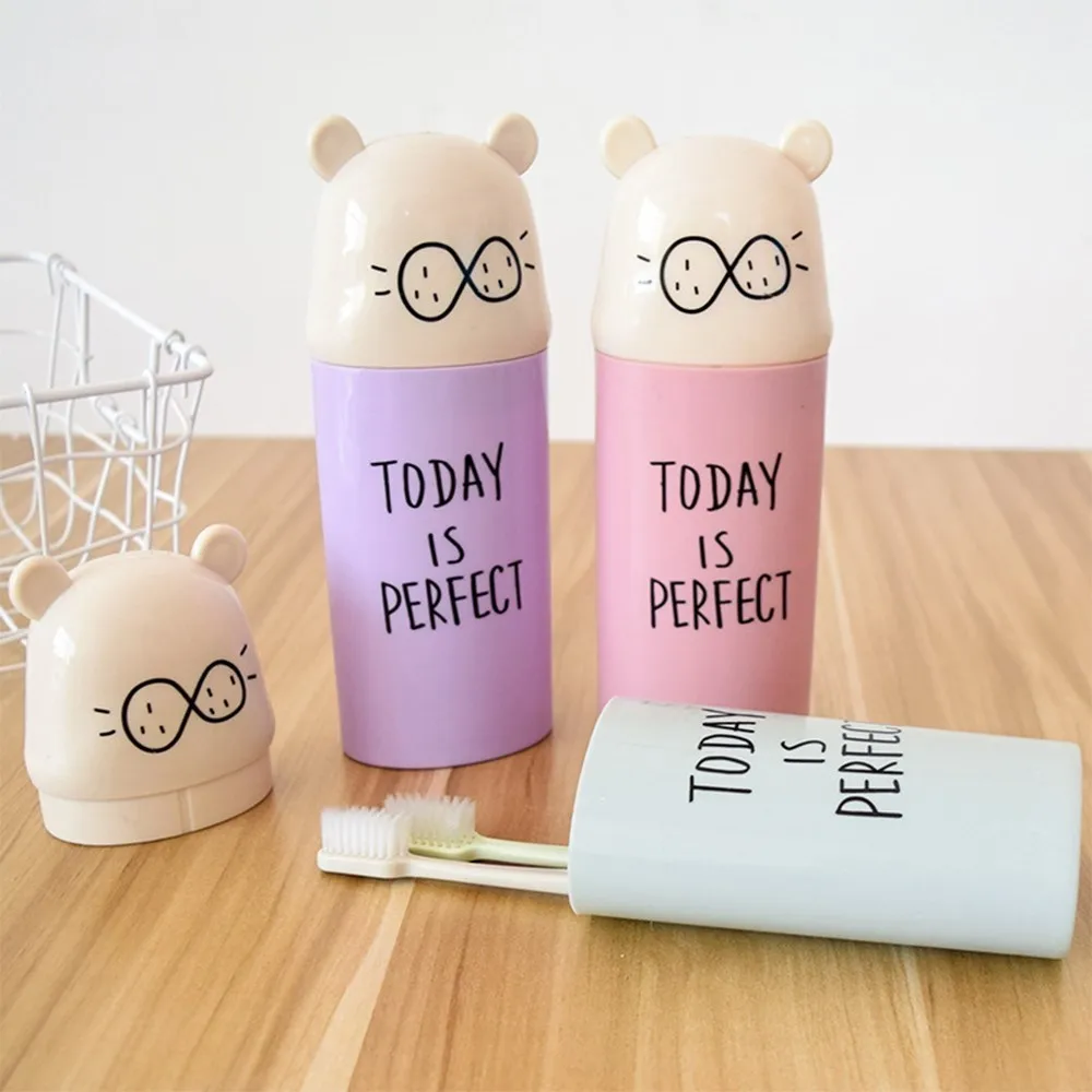 

Cute Toothbrush Toothpaste Storage Box Plastic Traveling Toothbrush Holder Storage Case Box Organizer for Business Trip
