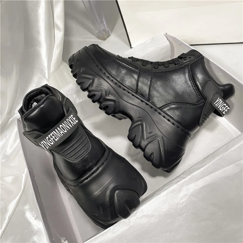 

Новинка осени 2021, белые туфли на толстой подошве с высоким берцем, женская спортивная обувь в стиле Ins для увеличения 8 см