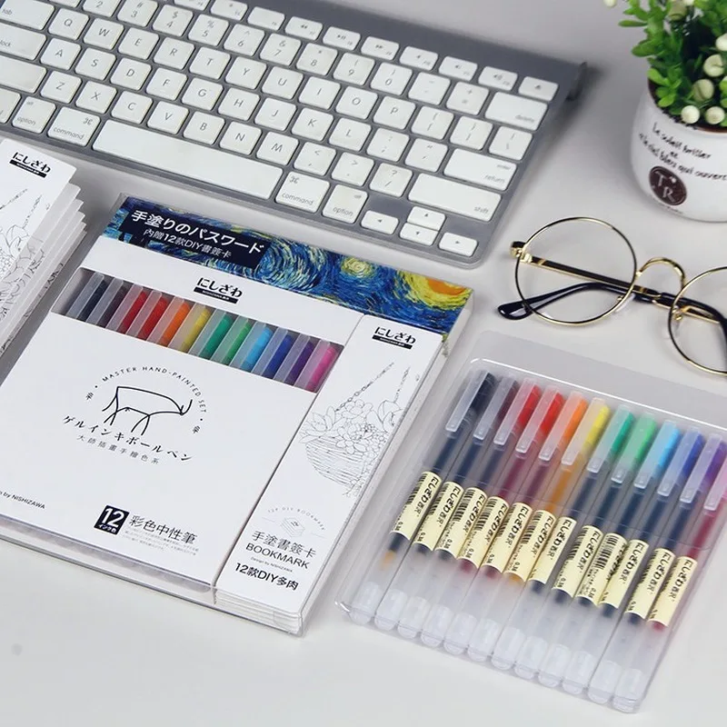 Набор цветных гелевых ручек для раскрашивания 12 цветов художественные ручки