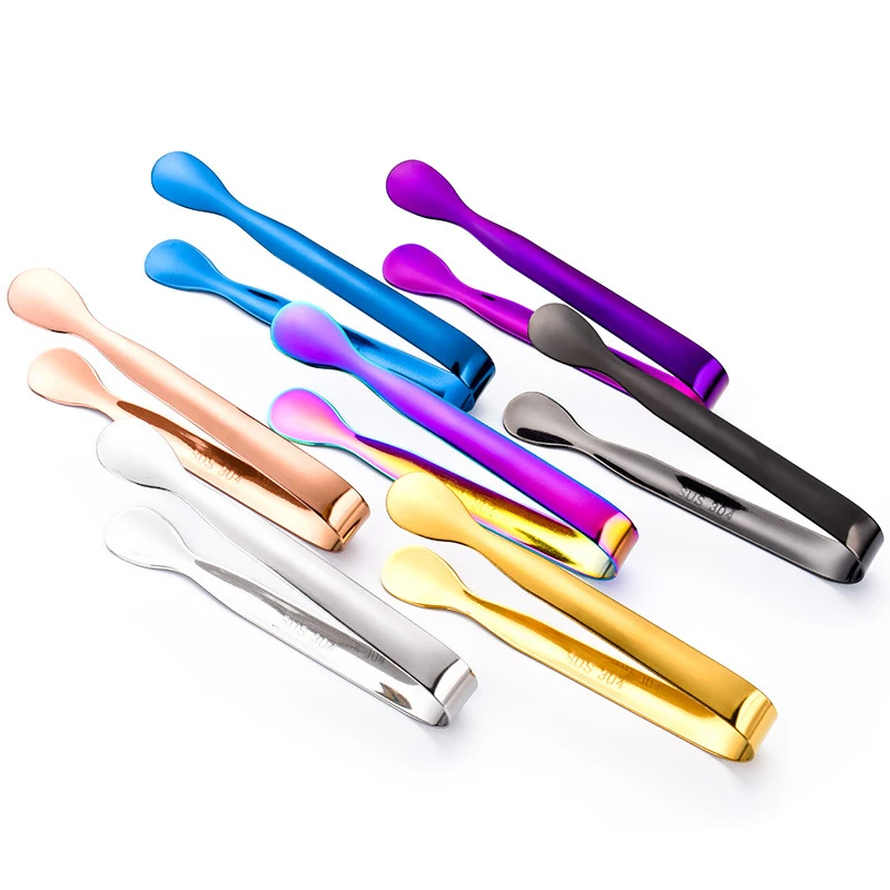 

New Food Grade 304 Stainless Steel Ice Clip Portable Ice Sugar Tongs With Smooth Edge Jelly Cheese Clip For Tea Party Coffee Bar